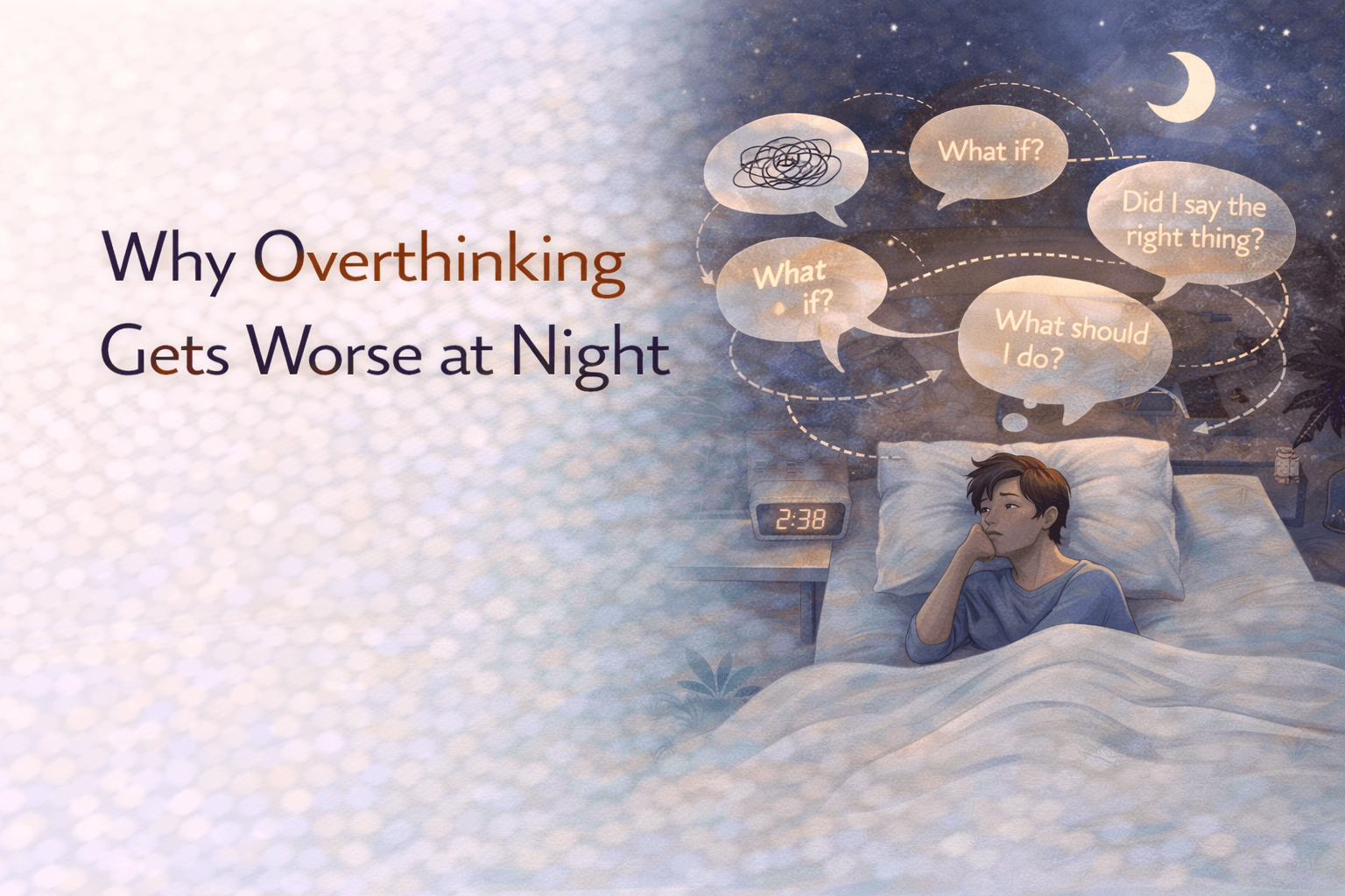 Why Overthinking Gets Worse at Night: The Quiet Loop That Appears After Dark
